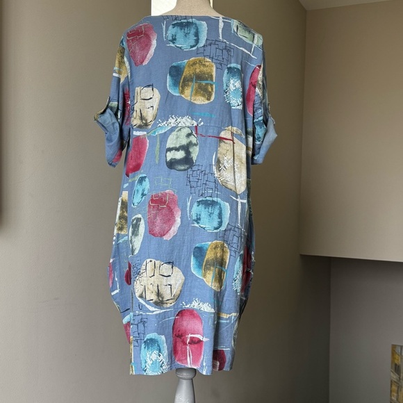 Cristina Vergani Women’s Abstract Linen-blend Dress - Size Large - Picture 10 of 12